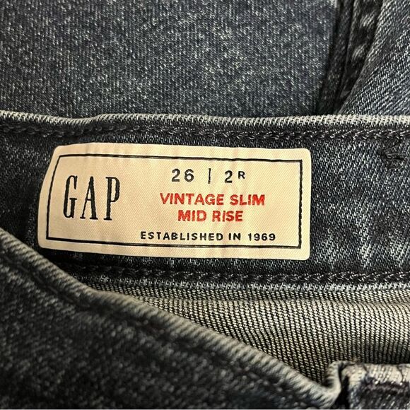 Gap Mid Rise Vintage Slim Jeans in Rinsed Blue Size 26/2 Regular - Picture 8 of 11